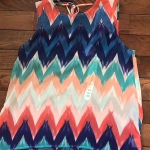 Boutique chevron stripe sheer tank